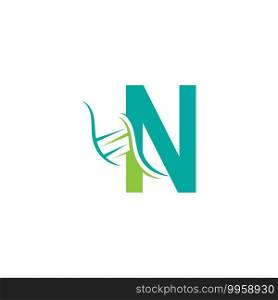 DNA icon logo with letter N template design illustration