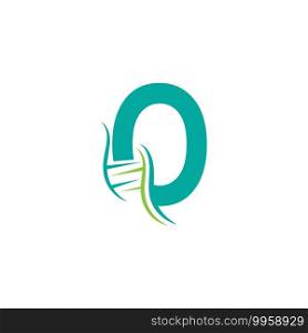 DNA icon logo with letter O template design illustration