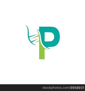 DNA icon logo with letter P template design illustration