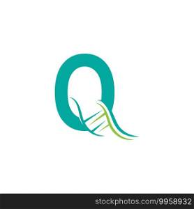 DNA icon logo with letter Q template design illustration