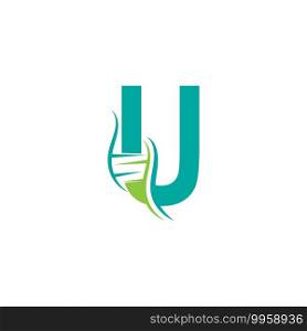 DNA icon logo with letter U template design illustration