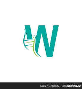 DNA icon logo with letter W template design illustration