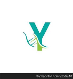 DNA icon logo with letter Y template design illustration