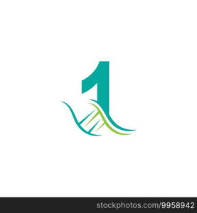 DNA icon logo with number 1 template design illustration