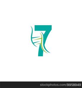 DNA icon logo with number 7 template design illustration