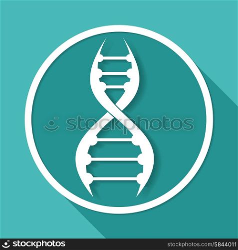 DNA Icon on white circle with a long shadow