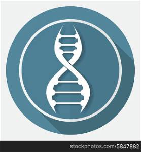 DNA Icon on white circle with a long shadow