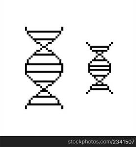 Dna Icon Pixel Art, Deoxyribonucleic Acid Icon Vector Art Illustration, Digital Pixelated Form