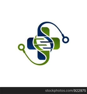 DNA logo with medical plus. Health vector design. This logo is related to medical, genetic, structure and treatment of drugs, bodies, symbols or cross icons.