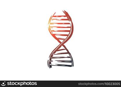 DNA, medicine, genetic, biology, science concept. Hand drawn symbol of DNA gene concept sketch. Isolated vector illustration.. DNA, medicine, genetic, biology, science concept. Hand drawn isolated vector.