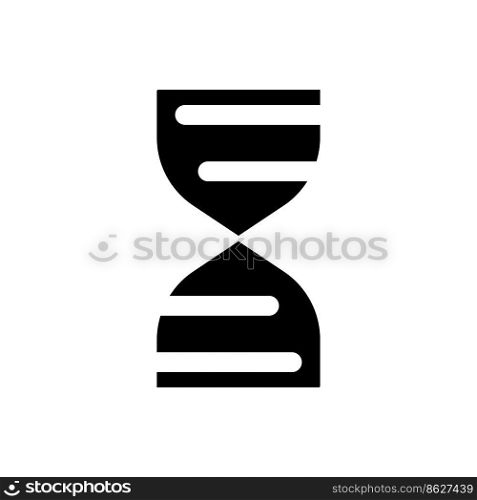 DNA molecule black glyph ui icon. Genetic code. Inheritance. Medical research. User interface design. Silhouette symbol on white space. Solid pictogram for web, mobile. Isolated vector illustration. DNA molecule black glyph ui icon