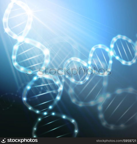 DNA molecule structure on a blue background. Science vector background. DNA molecule structure on a blue background. Science vector background.