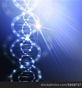 DNA molecule structure on a blue background. Science vector background. DNA molecule structure on a blue background. Science vector background.