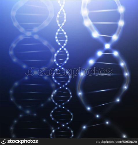 DNA molecule structure on dark background. Science vector background. DNA molecule structure on dark background. Science vector background.