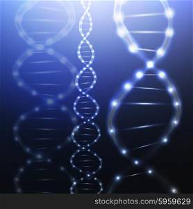 DNA molecule structure on dark background. Science vector background. DNA molecule structure on dark background. Science vector background.