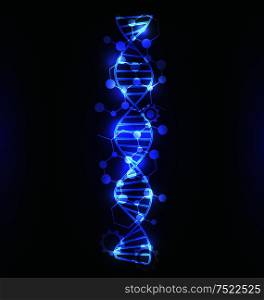 DNA, Molecule Structure with Glowing Effect, Genetic Code - Illustration Vector. DNA, Molecule Structure with Glowing Effect, Genetic Code