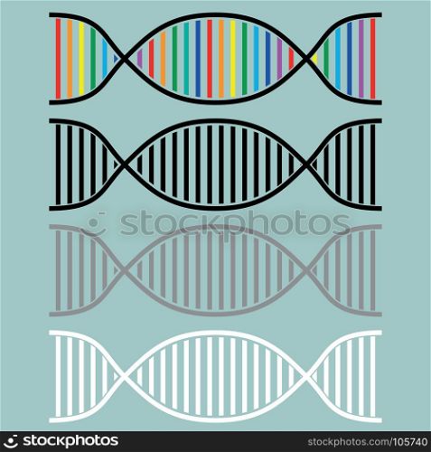 DNA or desoxyribonucleic acid icon.. DNA or desoxyribonucleic acid icon set.