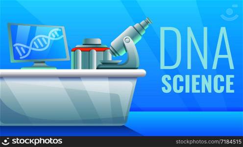 Dna science concept banner. Cartoon illustration of dna science vector concept banner for web design. Dna science concept banner, cartoon style