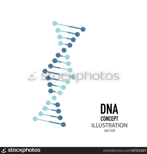 DNA simbol in flat style, on a white background, vector