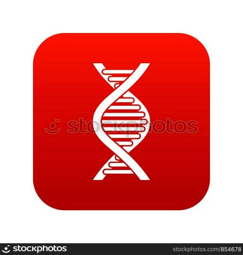 DNA strand icon digital red for any design isolated on white vector illustration. DNA strand icon digital red