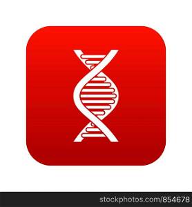 DNA strand icon digital red for any design isolated on white vector illustration. DNA strand icon digital red