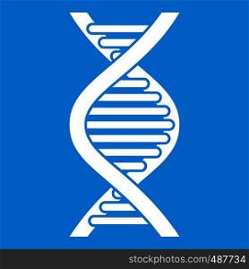 DNA strand icon white isolated on blue background vector illustration. DNA strand icon white