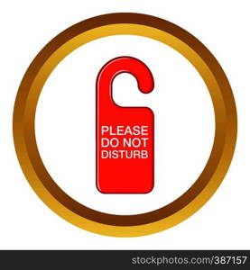 Do not disturb red sign vector icon in golden circle, cartoon style isolated on white background. Do not disturb red sign vector icon
