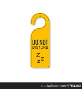 Do not disturb sleeping or resting sign with zzz, keep silence and quiet. Vector door hanger tag, yellow plastic label. Hotel or motel message on handle, sleeping or resting sign, dont worry message. Keep silence and quiet door hanger, do not disturb