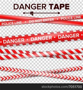 Do Not Enter, Danger. Security Quarantine Red And White Tapes. Isolated On Transparent Background. Vector Illustration. Do Not Enter, Danger. Security Quarantine Red And White Tapes. Isolated On Transparent Background