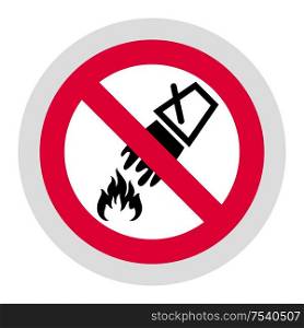 Do Not Extinguish With Water forbidden sign, modern round sticker, vector illustration for your design. Forbidden sign, modern round sticker