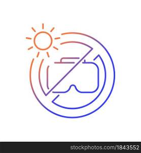Do not leave in sunlight gradient linear vector manual label icon. Fire damage hazard. Thin line color symbol. Modern style pictogram. Vector isolated outline drawing for product use instructions. Do not leave in sunlight gradient linear vector manual label icon