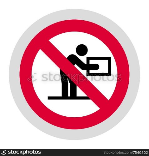 Do not lift heavy weight forbidden sign, modern round sticker, vector illustration for your design. Forbidden sign, modern round sticker