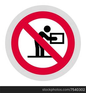 Do not lift heavy weight forbidden sign, modern round sticker, vector illustration for your design. Forbidden sign, modern round sticker