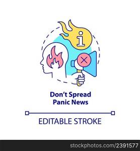Do not spread panic news concept icon. Shocking content. Fighting misinformation abstract idea thin line illustration. Isolated outline drawing. Editable stroke. Arial, Myriad Pro-Bold fonts used. Do not spread panic news concept icon