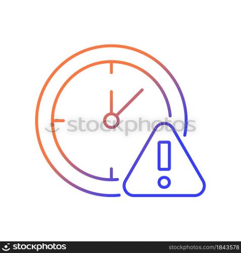 Do not use for a long time gradient linear vector manual label icon. Long term use can lead to dizziness. Isolated vector illustration. Simple filled line drawing for product use instructions. Do not use for a long time gradient linear vector manual label icon