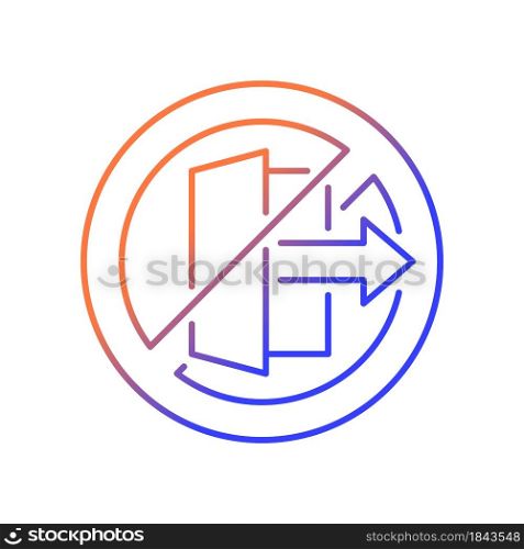 Do not use outdoors gradient linear vector manual label icon. Designed for indoors usage. Thin line color symbol. Modern style pictogram. Vector isolated outline drawing for product use instructions. Do not use outdoors gradient linear vector manual label icon