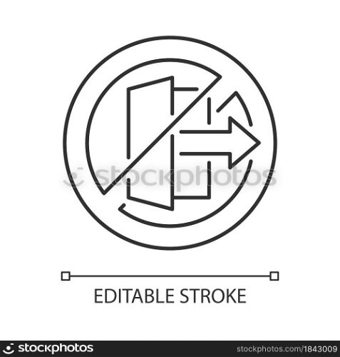 Do not use outdoors linear manual label icon. Play indoors. Thin line customizable illustration. Contour symbol. Vector isolated outline drawing for product use instructions. Editable stroke. Do not use outdoors linear manual label icon