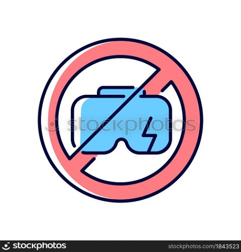Do not use when broken RGB color manual label icon. Do not try to fix device if any part is broken. Avoid damage. Isolated vector illustration. Simple filled line drawing for product use instructions. Do not use when broken RGB color manual label icon