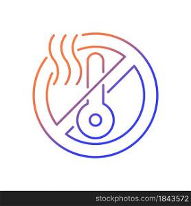 Do not use when it is hot gradient linear vector manual label icon. Shut off vr headset. Thin line color symbol. Modern style pictogram. Vector isolated outline drawing for product use instructions. Do not use when it is hot gradient linear vector manual label icon