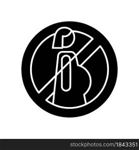 Do not use when pregnant black glyph manual label icon. Negative game experience. Medical condition. Silhouette symbol on white space. Vector isolated illustration for product use instructions. Do not use when pregnant black glyph manual label icon