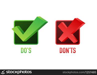 Do&rsquo;s and Don&rsquo;ts like thumbs up or down. flat simple thumb up symbol minimal round logotype element set graphic design isolated on white. Vector stock illustration. Do&rsquo;s and Don&rsquo;ts like thumbs up or down. flat simple thumb up symbol minimal round logotype element set graphic design isolated on white. Vector stock illustration.