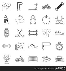 Do sport icons set. Outline set of 25 do sport vector icons for web isolated on white background. Do sport icons set, outline style