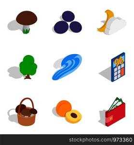 Doable icons set. Isometric set of 9 doable vector icons for web isolated on white background. Doable icons set, isometric style
