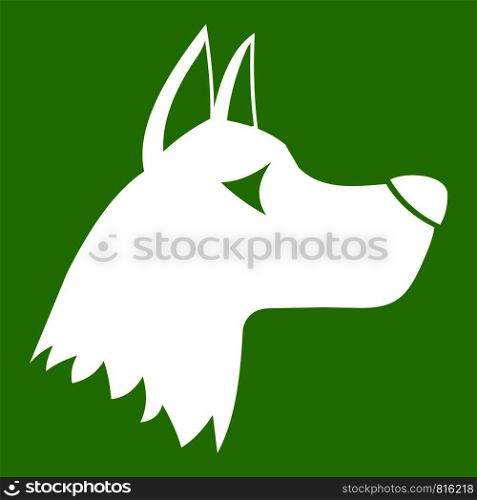 Doberman dog icon white isolated on green background. Vector illustration. Doberman dog icon green