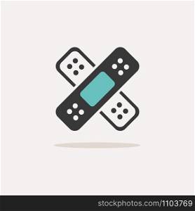 Doble plaster. Icon with shadow on a beige background. Pharmacy flat vector illustration