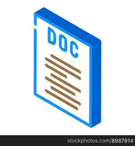 doc file format document isometric icon vector. doc file format document sign. isolated symbol illustration. doc file format document isometric icon vector illustration