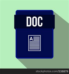 DOC file icon in flat style on a light blue background. DOC file icon, flat style