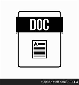DOC file icon in simple style on a white background. DOC file icon, simple style