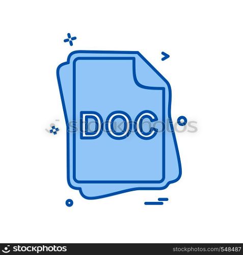 DOC file type icon design vector