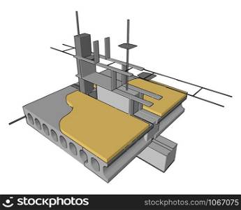 Dock yellow building, illustration, vector on white background.